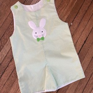 Boys 2t BEAUTIFUL green Easter bunny romper gingham check